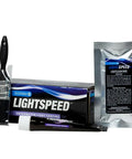Lightspeed Underwater Light Coating For Marine Illumination with brush, tube, and packaging for corrosion protection and multicolored finish
