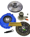 Knock Out Stage Two Clutch Assembly With Quick Bite Slave Cylinder And Beefed Up Flywheel For 1988 To 1992 Ford Bronco Ii Ranger 29L V6 Manual Drivetrain Swap Package components displayed.