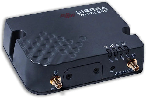 AirLink RV55 Industrial 4G LTE Router With WiFi, Ultra Low Power, Cat 12, front view showing ports and indicators