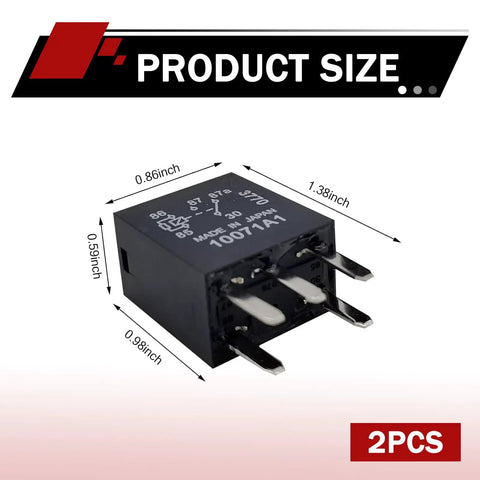 2 Pack 12V 5 Pin Car Relay Plug And Play Direct Replacement For Fuel Pump And Engine Control, Universal Fit, product size details