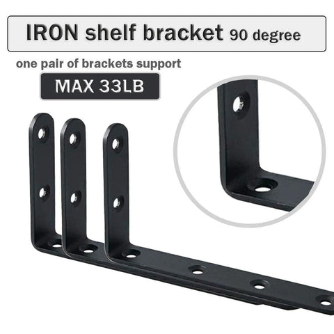 Heavy Duty Black Steel L Shelf Brackets Set 8 Pieces 5x3 Inch Decorative Angle Braces for Wall Shelves