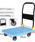 Heavy Duty Folding Hand Truck Platform Flatbed Cart For Loading And Storage, Beast Tough Steel Frame, Non Slip Sponge Grip, Quiet TPR Wheels, Anti Wind Cable, Built To Haul At Home, Garage, And Jobsite, Blue, 47x70cm