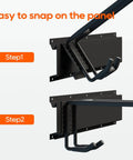 Installation process showing how to attach tools to Wall Mount Garage Storage And Garden Tool Organizer With 350 Pound Capacity.