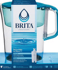 Tahoe Large 10 Cup Water Filter Pitcher With Smart Light Filter Reminder And One Standard Filter Transparent Teal Fridge Friendly