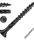 Eight By One And One Quarter Inch Heavy Duty Black Deck Screws Torx Drive With T25 Bit For Outdoor Wood Decking And Fencing