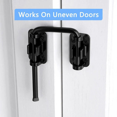 Heavy Duty Patio Sliding Door Loop Lock With U Shaped Latch Hook Adjustable 0 To 180 Degree Rotating Bar on white door