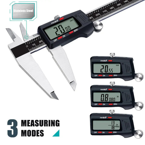 12 Inch Digital Caliper With Stainless Steel Body Large LCD Screen Auto Off Three Unit Readouts Inch Millimeter Fraction Conversion Vernier Caliper For DIY Pros In Metalworking Automotive And Jewelry Making