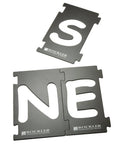 Four Inch Interlocking Router Letter Template Set For Dead Easy Comic Sans Custom Sign Making No Sweat Woodworking Stencils And Precision Alignment Guide Kit showing letter stencils 'S', 'N', and 'E' on a white background.