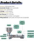 No Sweat Precision Filling With This Semi Automatic Horizontal Paste Liquid Filling Machine Featuring Pneumatic Cream Lotion Oil Shampoo Dispenser And Foot Pedal Control At Home Or Shop, showing 304 stainless steel structure and control buttons.