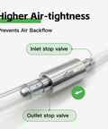 Universal Brake Bleeder Hose Kit With One Way Check Valve For Cars And Motorcycles showing inlet and outlet stop valves