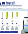 Diagram showing installation of Boss Level 1.5HP Submersible Sump Pump With 5000 GPH Flow, adapters for sump pit and tight spaces