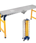 Heavy Duty Portable Welding Table And Folding Scaffolding Platform With Four Smooth Rollers, height adjustable steel workbench with wheels.