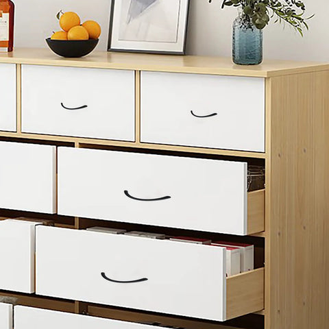 6 Pack Two And A Half Inch Hole Center Solid Arch Drawer Pulls Bow Curved Dresser Cabinet Handles Matte Black installed on white dresser.