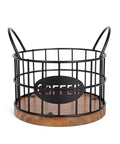 Coffee Pods Holder For Countertop With Wood Base, K Cup Organizer Basket, Sturdy Pod Storage For Kitchen Bar Counter Or Office Desk
