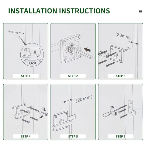 Installation steps for Beefy Double Sided Gate Latch For Outdoor Fences And Wood Gates With Dual Handles On Both Sides Aluminum Alloy