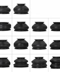 Universal Tie Rod Boots And Ball Joint Dust Cover Replacement Kit; 14 black flexible rubber boots shown in a grid layout.