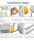 Installation steps of Inflatable Bed Rail Bumpers 2 Pack Anti Fall Guard For Elderly Bed Edge Safety with foot pump and cover