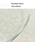 Close-up of Big Ol Tempered Glass Lazy Susan Turntable with rounded edges on dining table