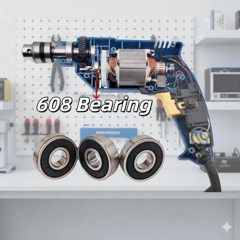 608-2RS Deep Groove Ball Bearing 24 Pack ABEC 5 C3 shown with motor rotor application