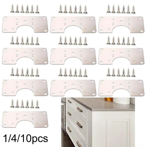 Stainless Steel Hinge Repair Plates Kit For Quick Kitchen Installations And Fixes With 1, 4 Or 10 Plates And Screws
