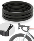 Internal Housing Damper Foam Sleeve for Bicycle Cables, 63 inch 6mm, black flexible foam tube, shown coiled and installed on bike.