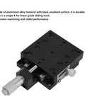 Micrometer Fine Tuning Cross Roller Linear Stage for rock solid X-axis travel, 60x60mm black anodized aluminum translation table