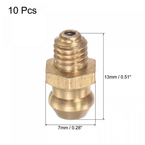 Heavy Duty Brass Straight Grease Fittings M5 X 0.8mm Thread Kit 10 Pack For Easy Lubrication Of Machinery And Equipment, Rust Resistant