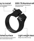 Heavy Duty Aluminum Bike Seat Post Clamp For MTB And Road Bikes Fits 28.6 29.8 31.8 34.9 36.4 38.6mm Secure Seat Tube Collar Black Durable