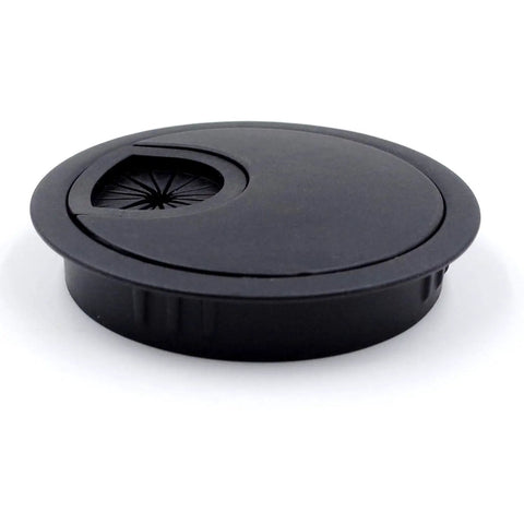 Two Pack Desk Grommet For Wire Organization In Flat Black Fits Two Inch Hole Zinc Metal Two And Three Eighths Inch Outer Diameter