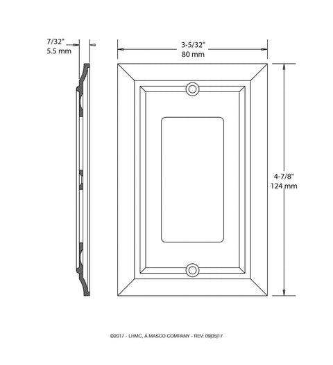 Classic Architecture 2-Gang White Decorator Wall Plate for Light Switches and Outlets technical drawing