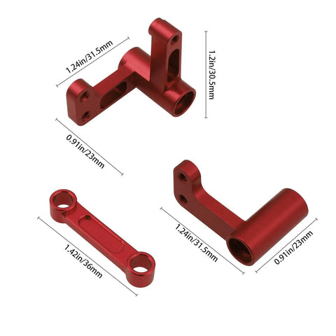 Aluminum Steering Bellcranks And Drag Link For One Tenth Scale Traxxas Slash 2WD Rustler VXL Bandit Replaces Part 3743 Red CNC Machined Upgrade Includes Hardware And High Precision CNC Aluminum Build For Reliable Steering And Easy Upgrade. red CNC aluminum steering bellcranks and drag link set, 1/10 scale