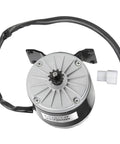 Rock Solid 36V 350W Brushed DC Electric Motor My1016 Kicking Out Two Seventy Five RPM With Eleven Tooth Sprocket, top view.