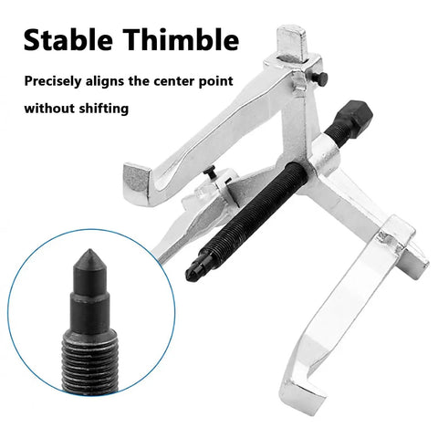 Heavy Duty 3 Jaw Reversible Internal External Gear Puller Tool Kit Forged From Solid Chrome Vanadium Steel Badass Mechanical Extractor For Bearings And Pulleys Without Wasting Time As Serious Mechanic Fixing Old Engines In His Local Garage Workshop, stable thimble detail