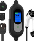Top Drawer Level 2 Electric Vehicle Charger 50 Amp 240V with digital display and J1772 connector, 25 foot cable, and Nema 14-50 plug.
