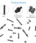 Sweet 410 Piece M2 Metric Machine Screw Kit With Black Button Head Allen Cap Bolts Nuts And Washers Made Tough Grade 10.9 Alloy Steel Includes Hex Key Perfect For Heavy Duty Repairs And Custom Builds With Top Notch Durability And Strength., M2 black button head screws, nuts, and washers arranged in product detail view