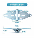 Product size dimensions of Rock Solid 14 Gauge Heavy Duty Galvanized Steel Garage Door Hinge Number One Replacement Hardware.