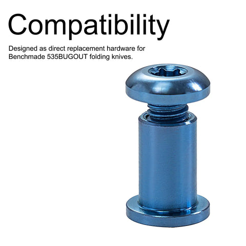 Hella Tough Titanium Torx Screw Set And Drop In Hardware Kit For Benchmade Bugout Replacement Parts With Pivot Nut And T10 T6 Body Screws Premium Everyday Carry Upgrade, blue replacement pivot screw.