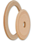 LA-120 Profiled Leather Honing Wheel for Inside Honing and Polishing Gouges and V Tools shown with mounting hardware