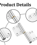 Close-up of Six Piece 4 Inch Lift Off Flag Hinges Kit With Screws for Cabinets Courtyard Gates and Windows Detachable Aluminum Hinges