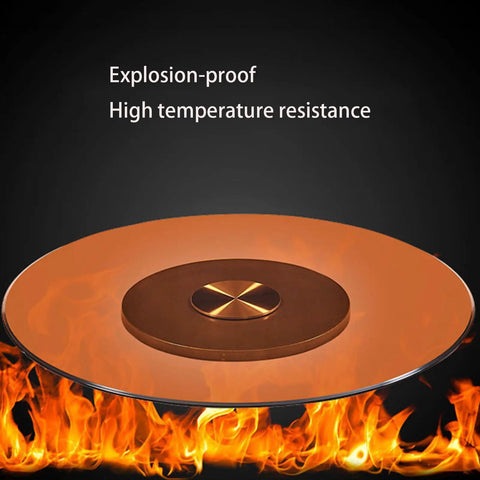 Large Tempered Glass Lazy Susan Turntable With 360 Degree Rotation Built To Last Super Sturdy Tabletop Glass Turntable With Flames