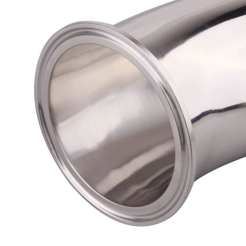 DERNORD 45-degree elbow, 3-inch tube OD, stainless steel 304 tri-clamp pipe fitting, front view
