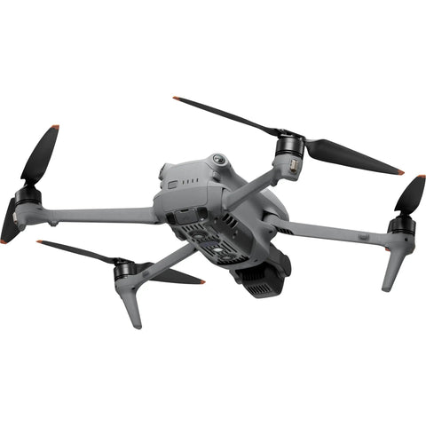Air 3S Dope Drone Pro Bundle With RC 2 Fly More showing quadcopter in flight, grey body, black propellers, underside view.
