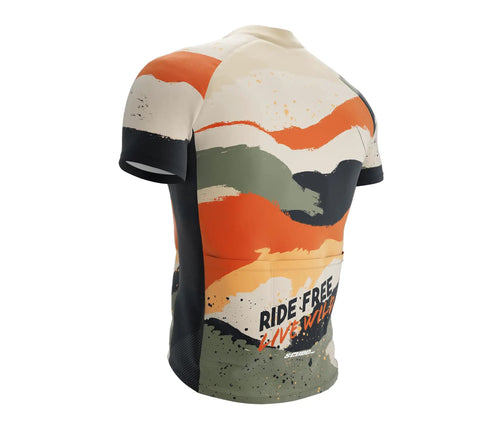 Trailseeker Cycling Jersey For Gravel, MTB, Bikepacking And Off-Road Riding - rear view, breathable mesh panels, abstract design
