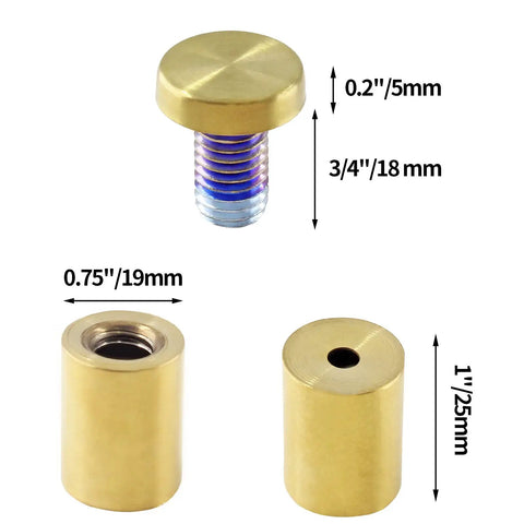 Premium Gold Standoff Screws For Acrylic Signs Rock Solid Display Hardware Heavy Duty Wall Mount Brackets 0.75 inch size