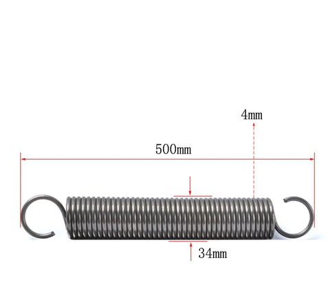 Badass Heavy Duty Dual Hook Extension Spring Engineered From Heat Tempered Steel For Drawstrings Ratchet Tie Downs Workshop Projects Essential Hardware Upgrades measuring 500mm with 4mm core and 34mm coil.