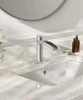 Brushed Nickel Single Handle Waterfall Bathroom Faucet With 6 Inch Deck Plate Metal Pop Up Drain And cUPC Water Supply Lines