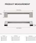 Brushed Nickel Cabinet Pulls Set of 5, 6.25 Inch Hole Spacing, 14mm Tube Diameter, with measurements and mounting screws shown