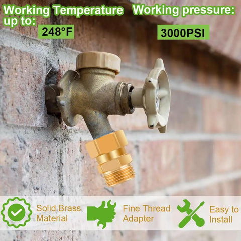 Brass Garden Hose Swivel Adapter 3/4 GHT 360 Degree No Kink Connector, Heavy Duty Brass Male To Female Hose Fitting For Outdoors, Corrosion Resistant, Leak Free Connection on wall spigot