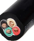 Cross-section of Heavy Duty 50 Foot Rubber Coated SOOW Generator Cord, Four Conductor Ten Gauge Cable, 600 Volt, Water Resistant Power Lead
