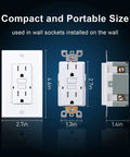 Dimensions and side view of GFCI Outlet 15 Amp Rugged Weather Resistant Receptacle for Indoor and Outdoor Use, Tamper Resistant